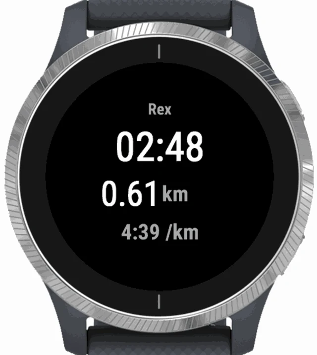 PetPacer during a walk with Rex: 2 minutes 48, 0.61 km, 4:39 per km.
